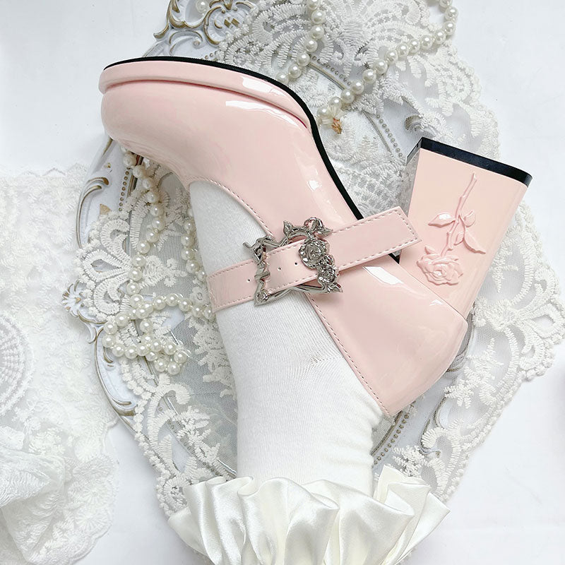 Butterfly Rose Flower Chunky Shoes SE23442
