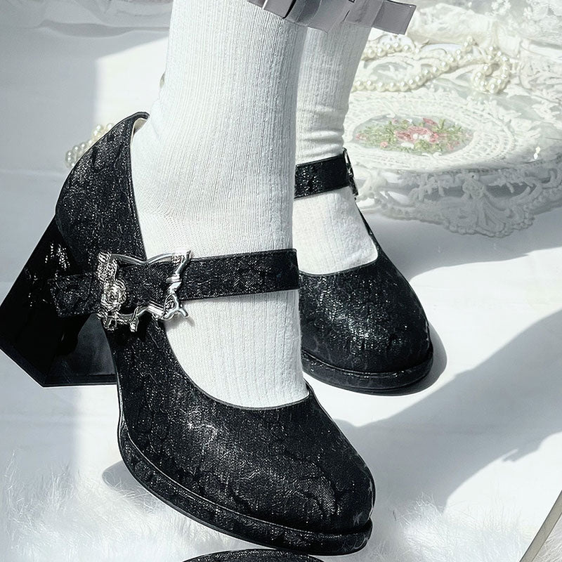 Butterfly Rose Flower Chunky Shoes SE23442