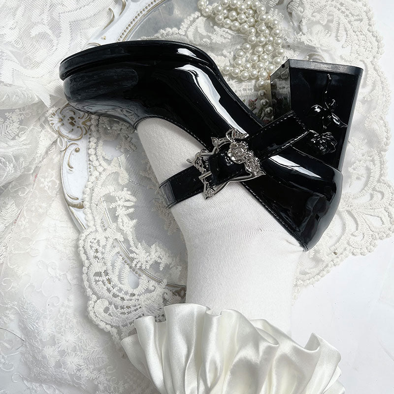 Butterfly Rose Flower Chunky Shoes SE23442