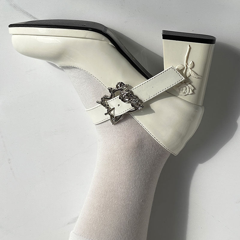 Butterfly Rose Flower Chunky Shoes SE23442