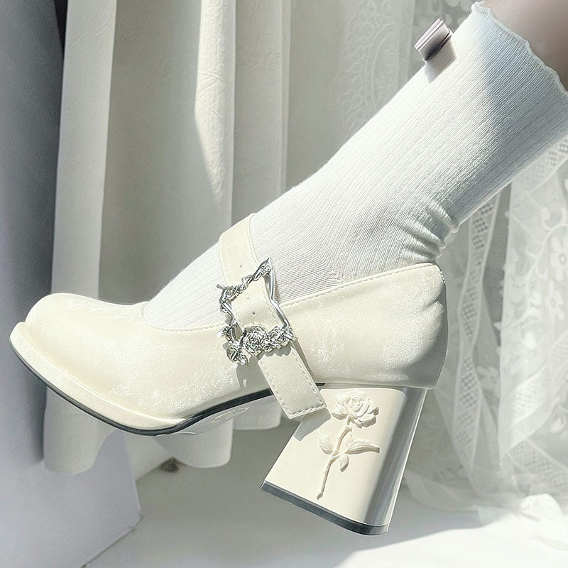 Butterfly Rose Flower Chunky Shoes SE23442