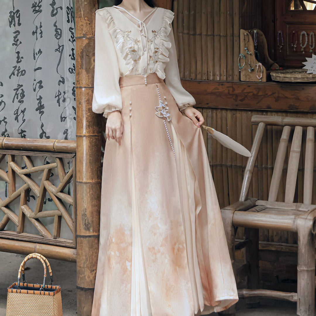 Butterfly Tassel Floral Skirt Shirt Set SE22955