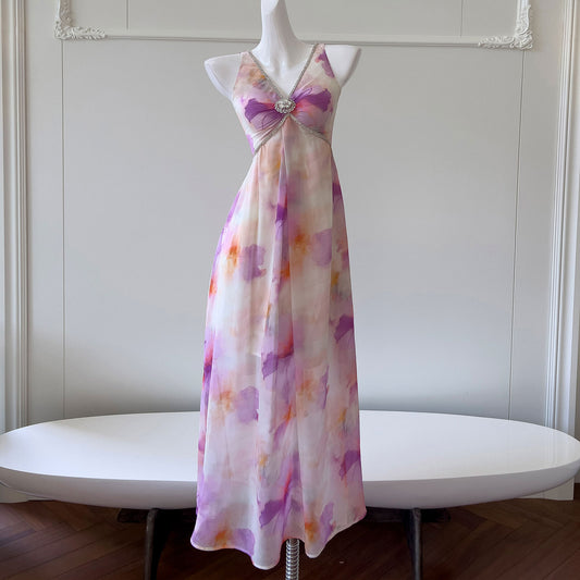 Chiffon Flower Halter Dress SE23479