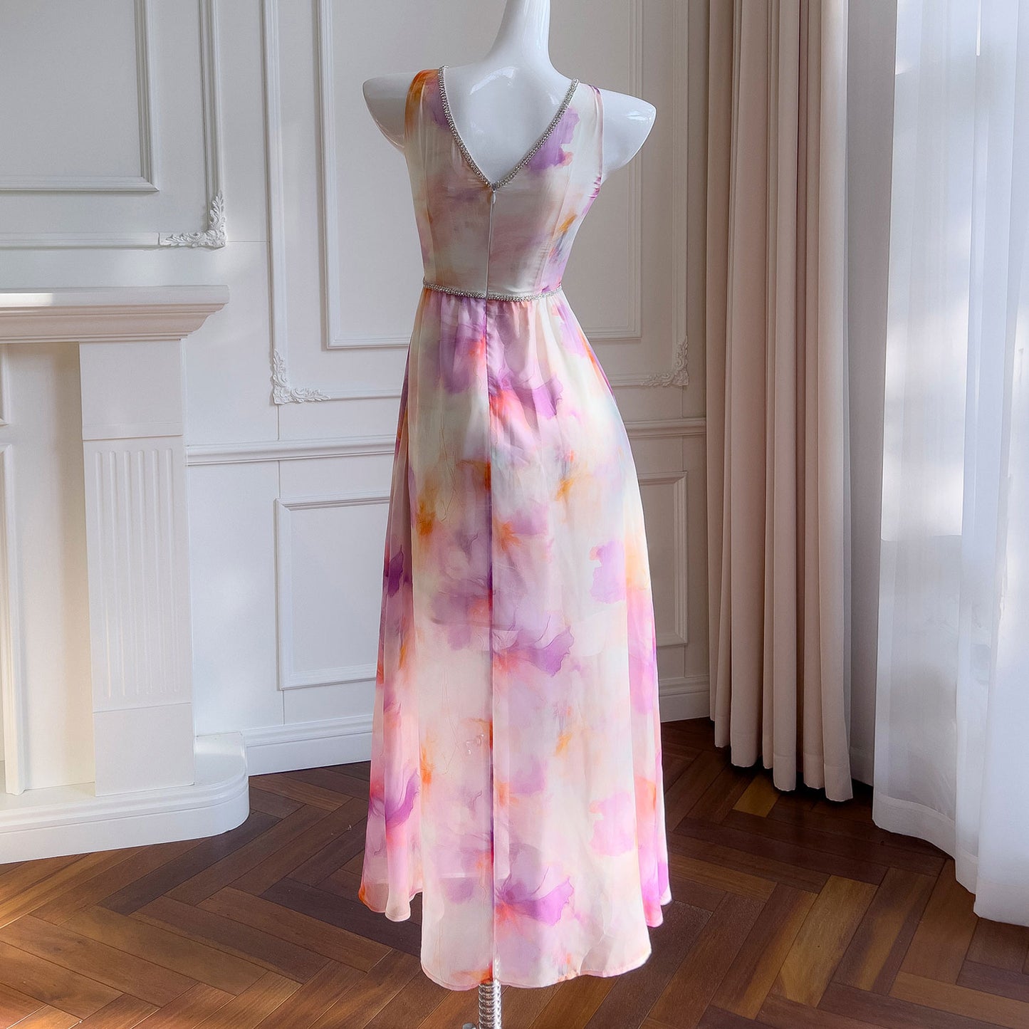 Chiffon Flower Halter Dress SE23479