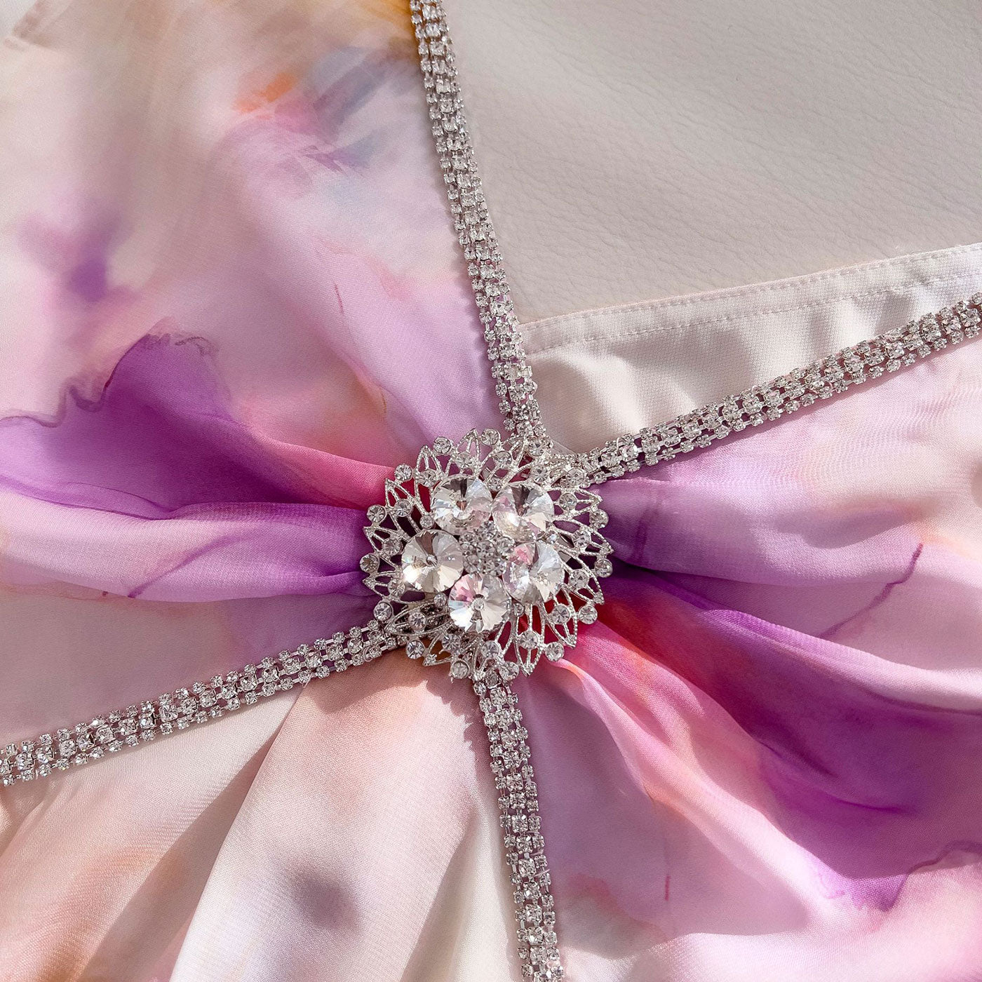 Chiffon Flower Halter Dress SE23479