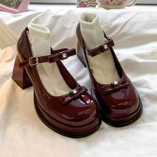 Chunky platform heels with bow SE23447