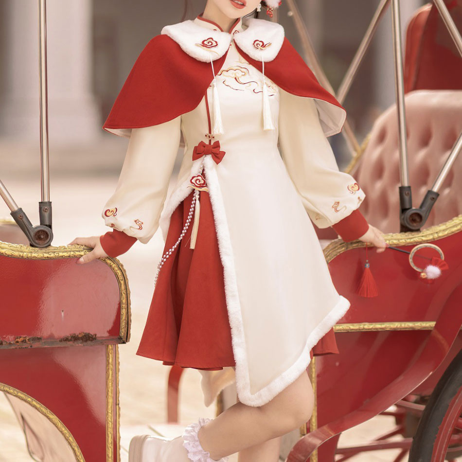 Cloud Rabbit Shawl Dress Set SE23017