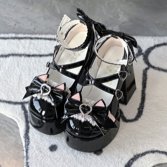 Cute Cat Bow Heels Shoes SE23223