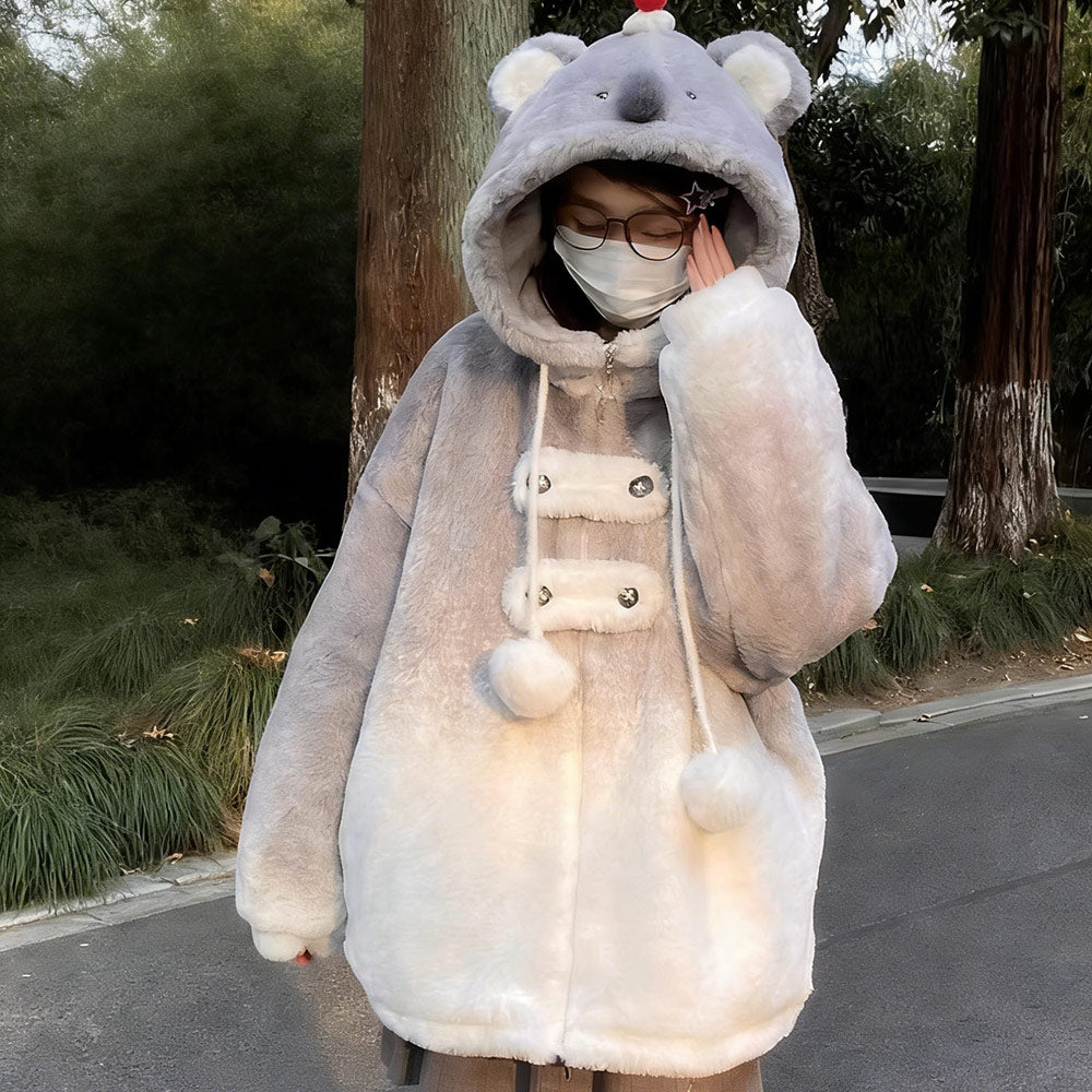 Cute Koala Plush Fluffy Warm Hoodie SE23847