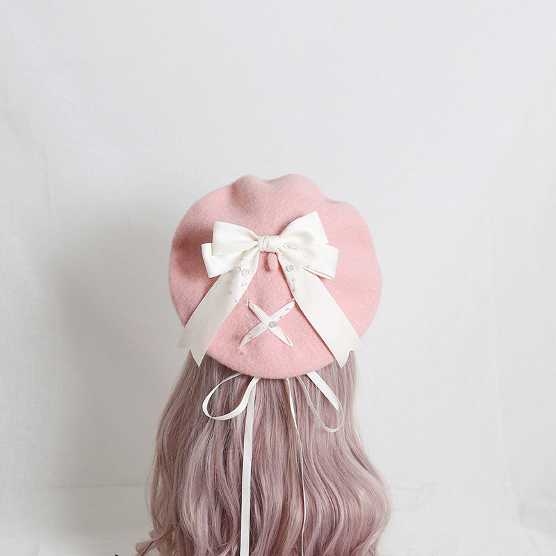 Cute Woolen Bow Beret SE22968