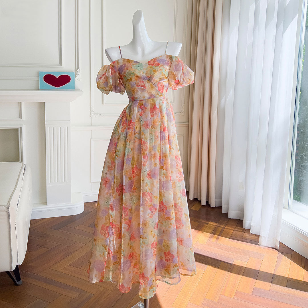 Elegant Chiffon Print Flower Dress SE22835