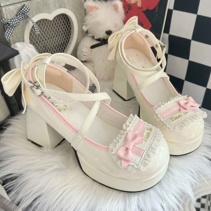 Elegant Lolita Bow Heels Shoes SE23404