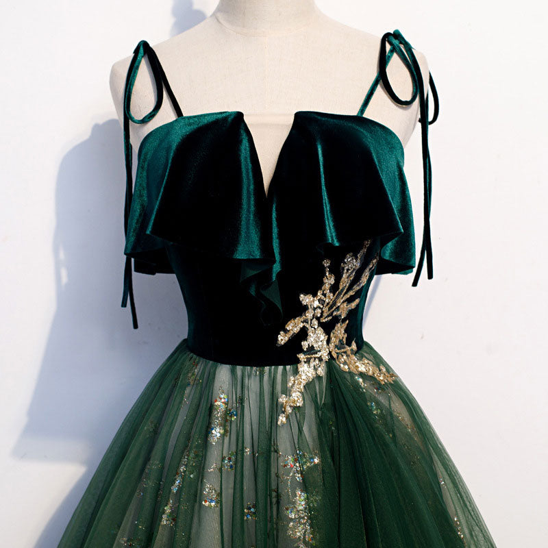 Elegant Sling Flower Green Dress SE22790