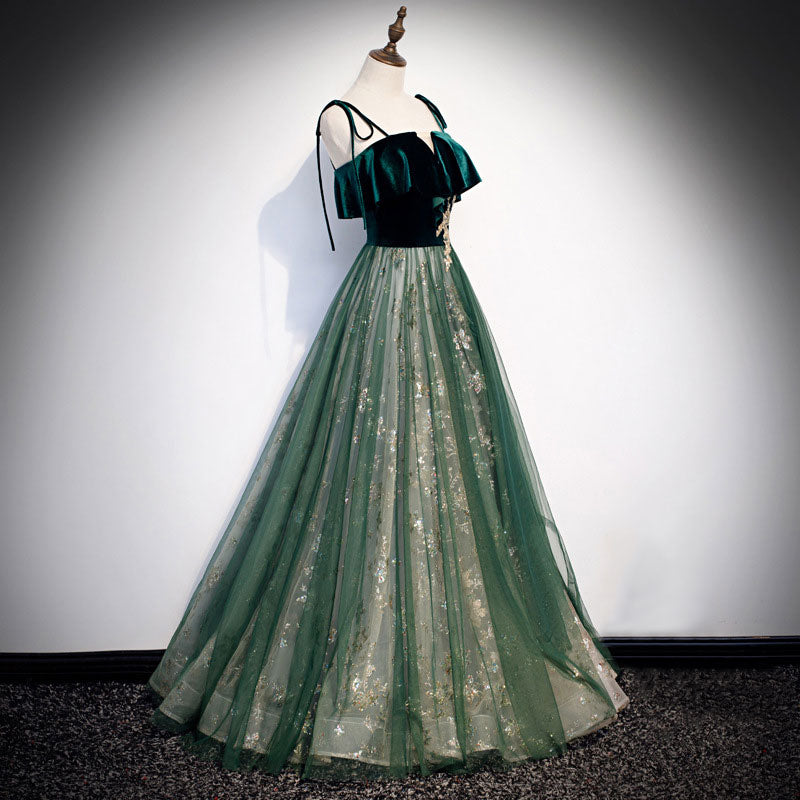 Elegant Sling Flower Green Dress SE22790