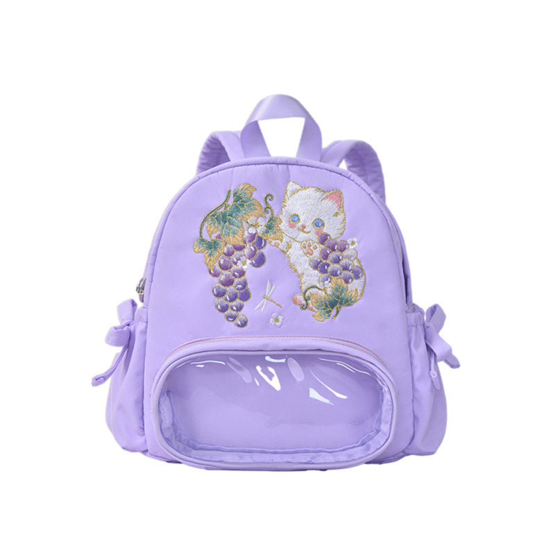 Embroidered Cat Grape Backpack SE23660