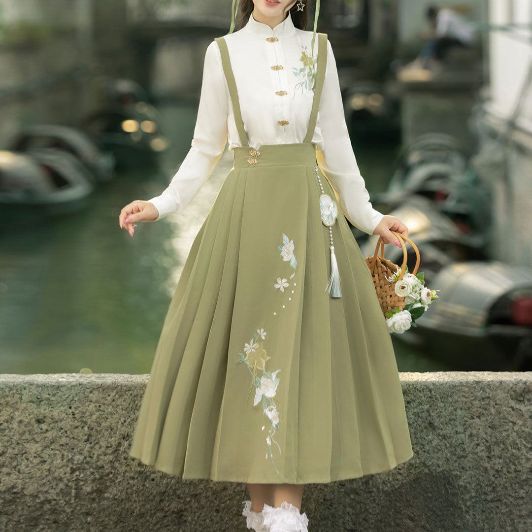 Floral Blouse Skirt Hanfu Set SE22705