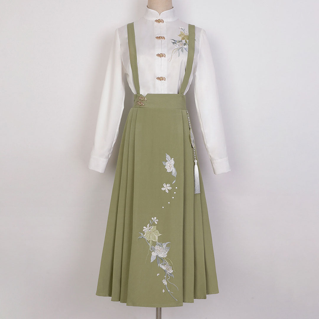 Floral Blouse Skirt Hanfu Set SE22705