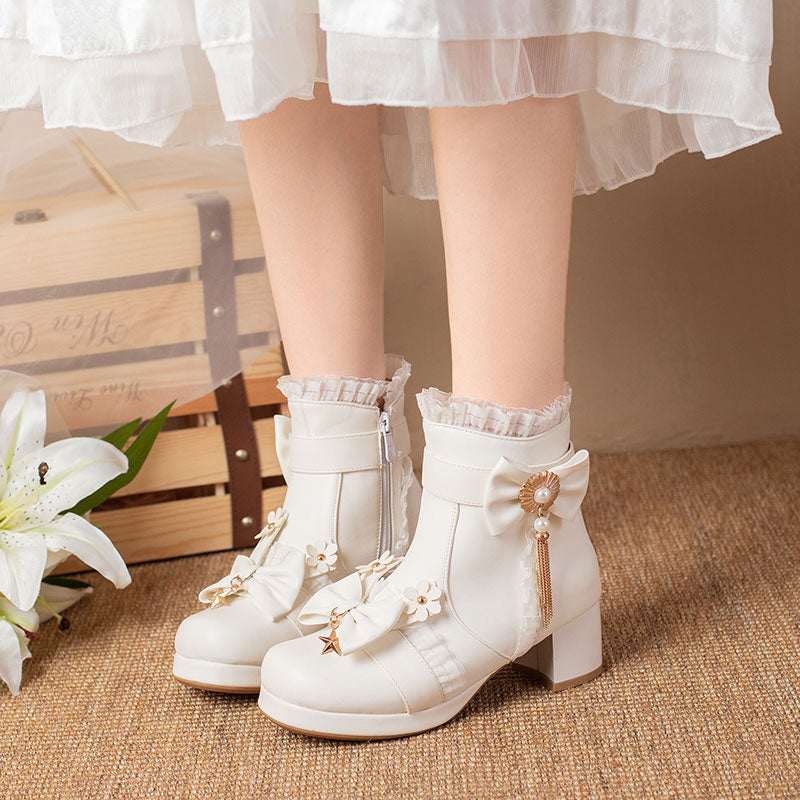 Floral Bow Ankle Boots SE23372