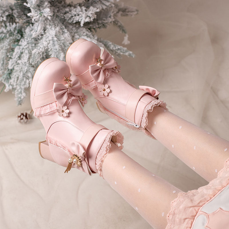 Floral Bow Ankle Boots SE23372