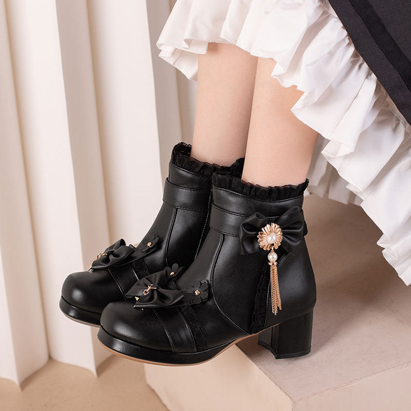 Floral Bow Ankle Boots SE23372