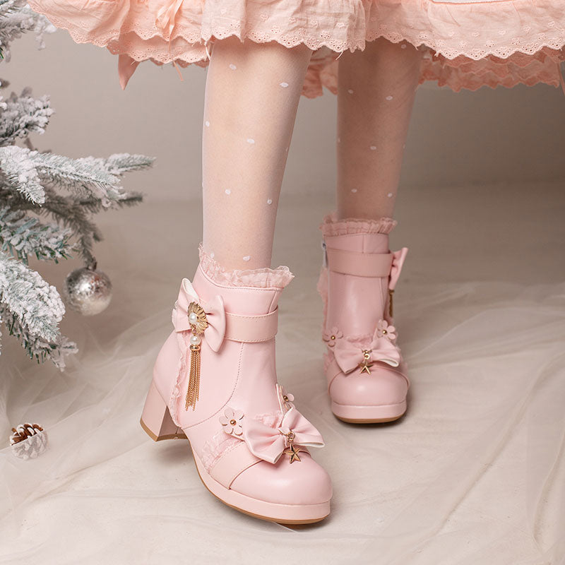 Floral Bow Ankle Boots SE23372