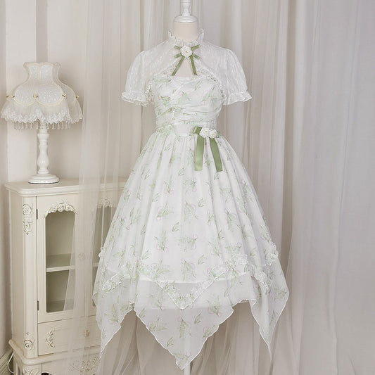 Floral Bow Irregular Dress Set SE23152