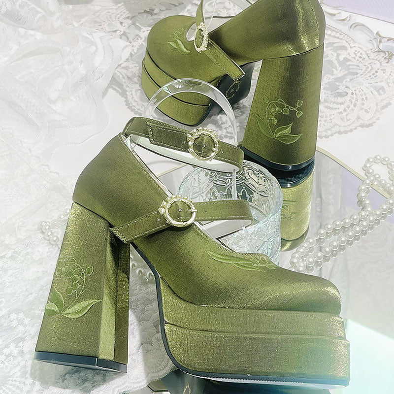 Floral Bow Platform Heels SE23420