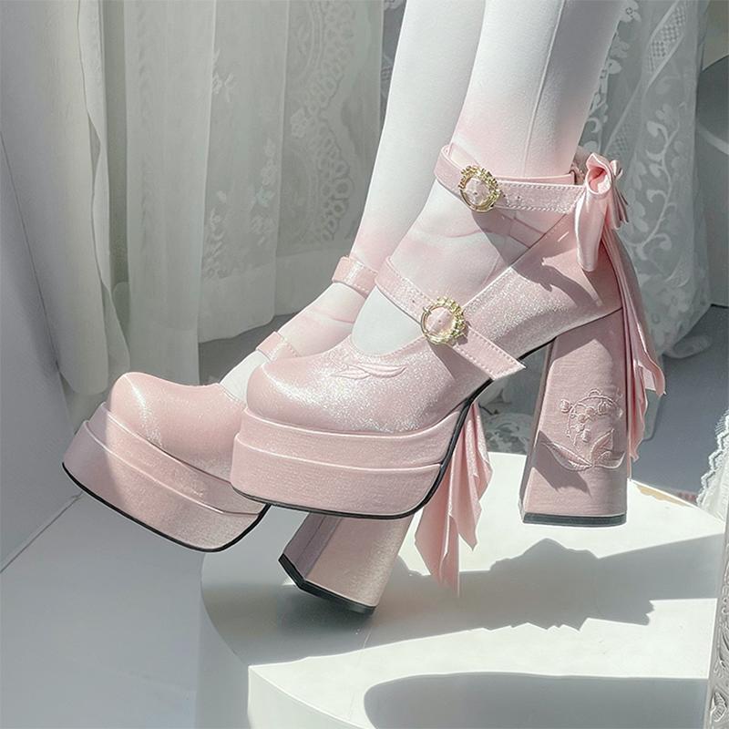 Floral Bow Platform Heels SE23420