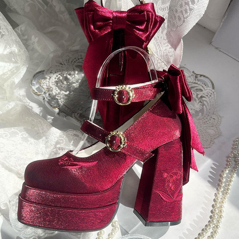 Floral Bow Platform Heels SE23420