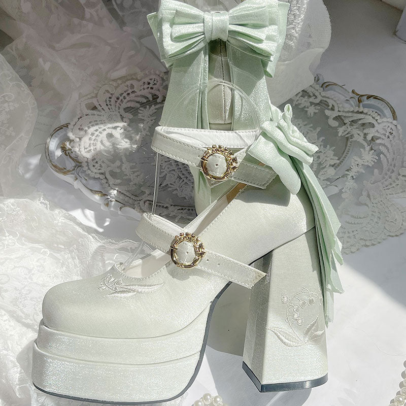 Floral Bow Platform Heels SE23420