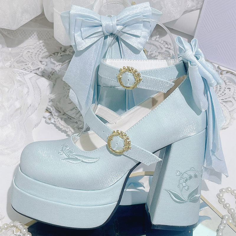 Floral Bow Platform Heels SE23420