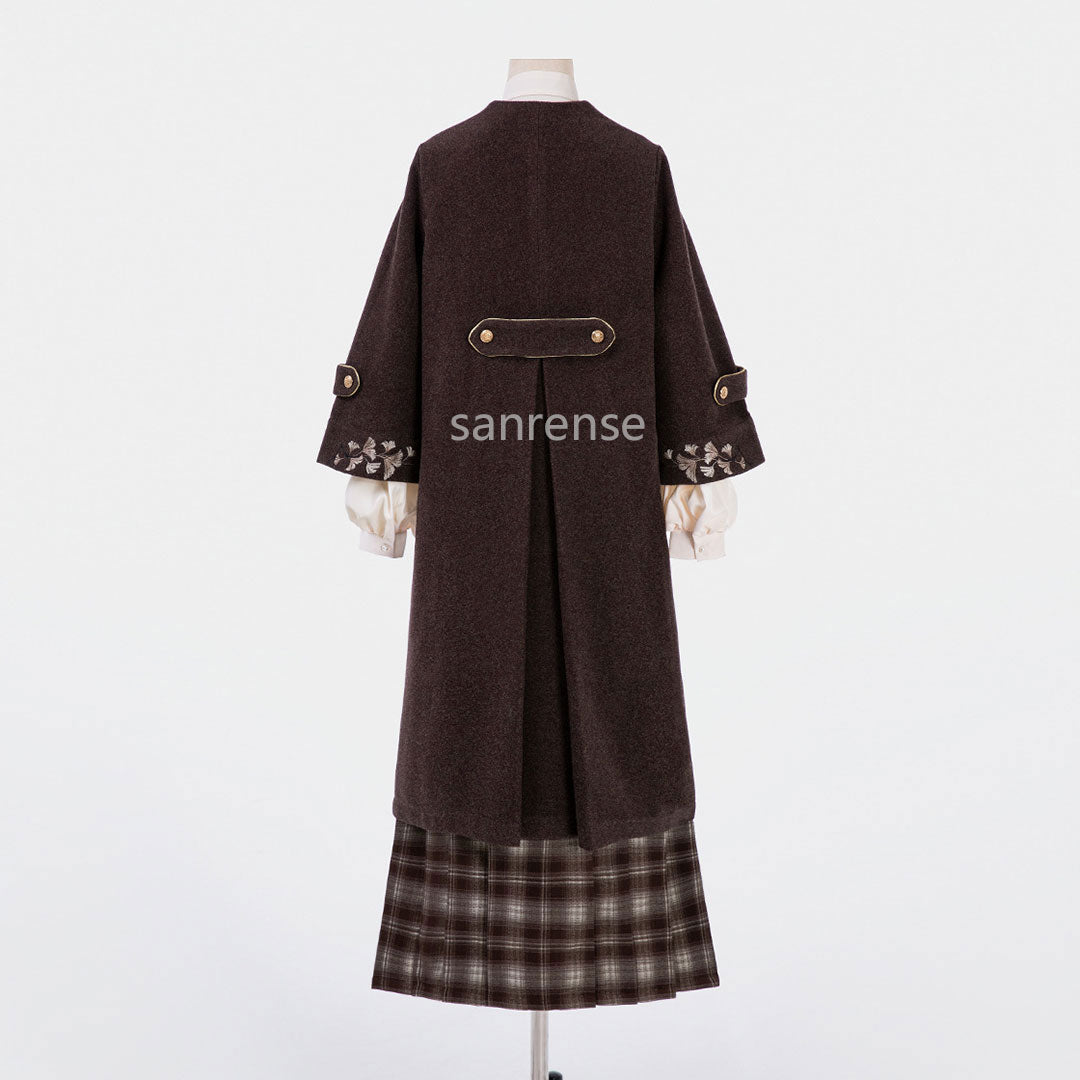 Floral Coat Shirt Plaid Dress Set SE23316
