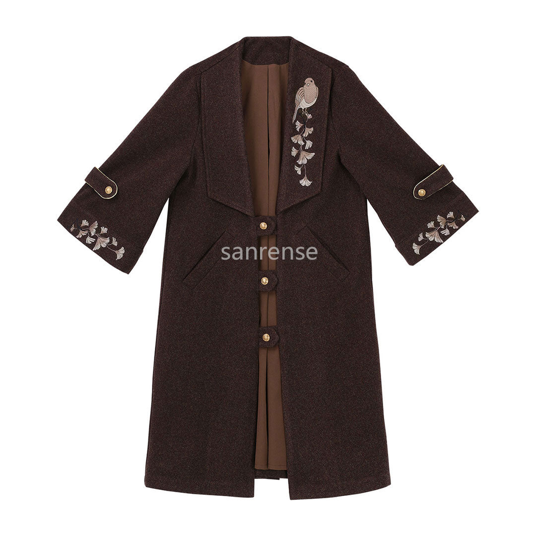 Floral Coat Shirt Plaid Dress Set SE23316