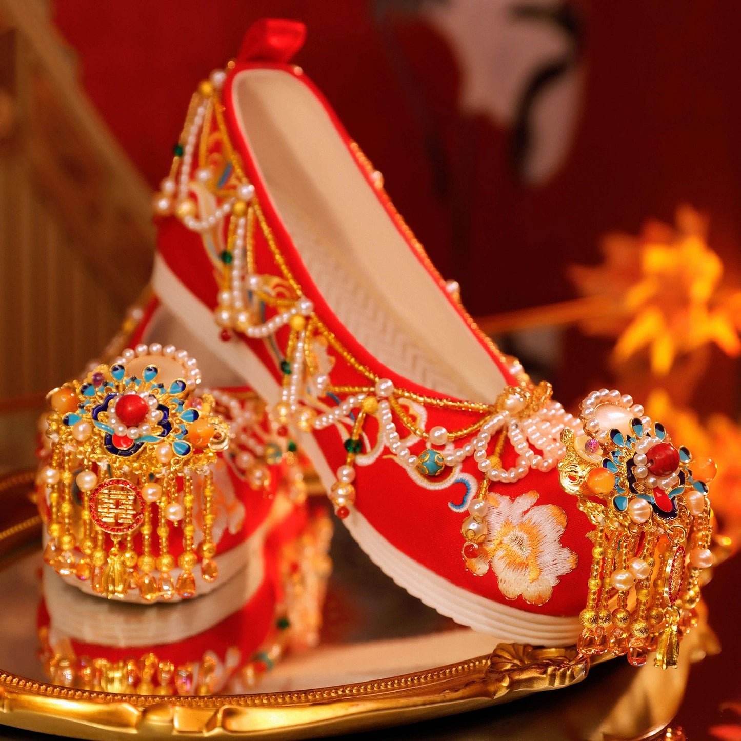 Floral Embroidered Hand Beaded Shoes SE23373