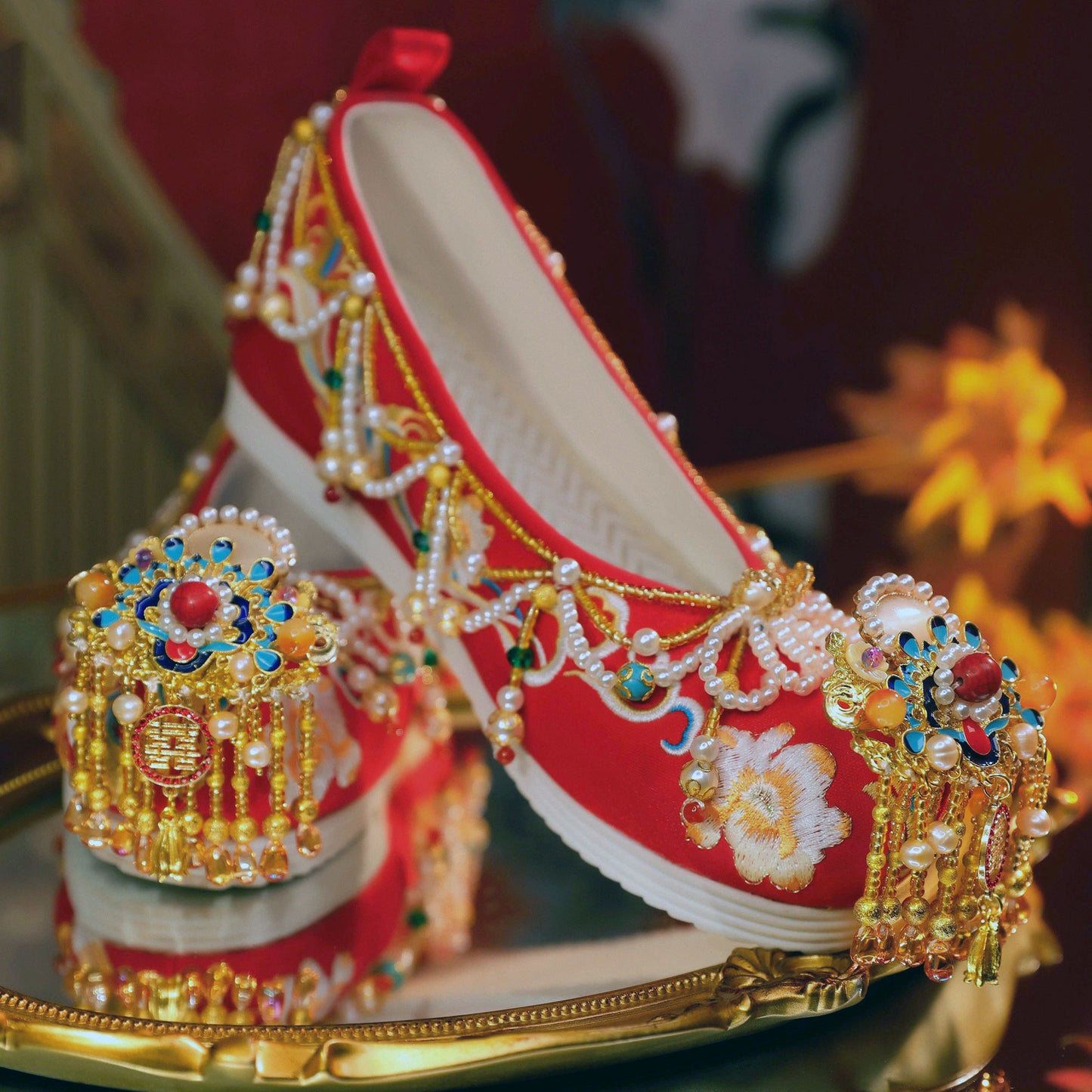 Floral Embroidered Hand Beaded Shoes SE23373