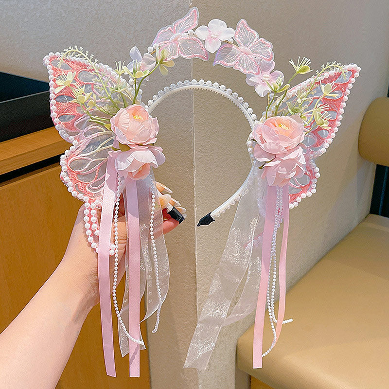 Floral Headband with Butterfly Accents SE23588