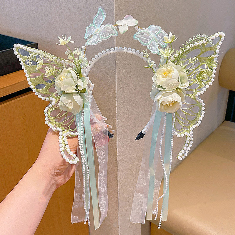 Floral Headband with Butterfly Accents SE23588