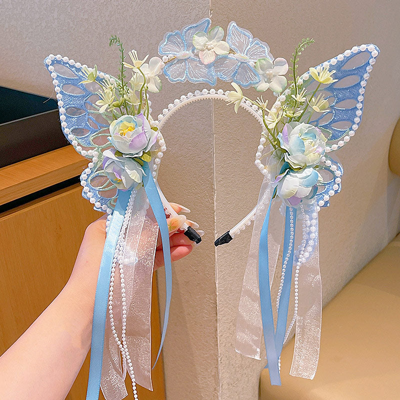 Floral Headband with Butterfly Accents SE23588