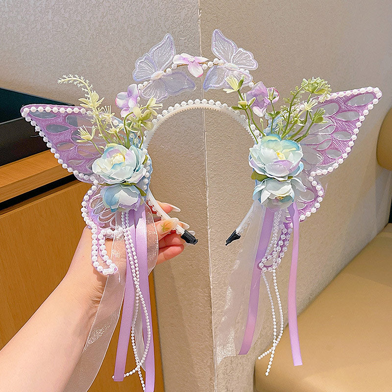 Floral Headband with Butterfly Accents SE23588