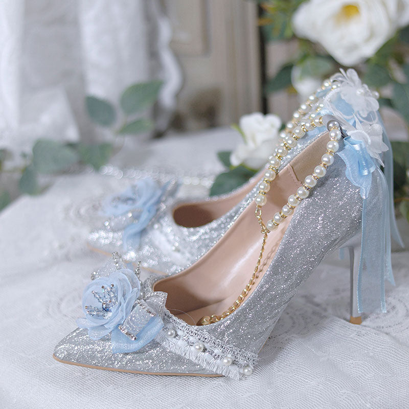 Floral Pearl Lace Heels Shoes SE23398