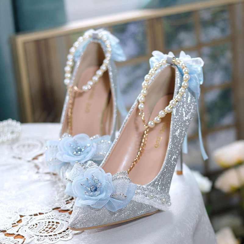 Floral Pearl Lace Heels Shoes SE23398