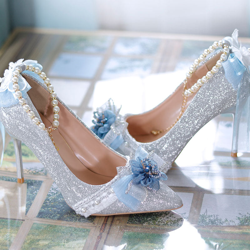 Floral Pearl Lace Heels Shoes SE23398