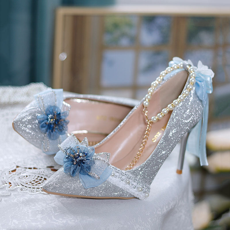 Floral Pearl Lace Heels Shoes SE23398
