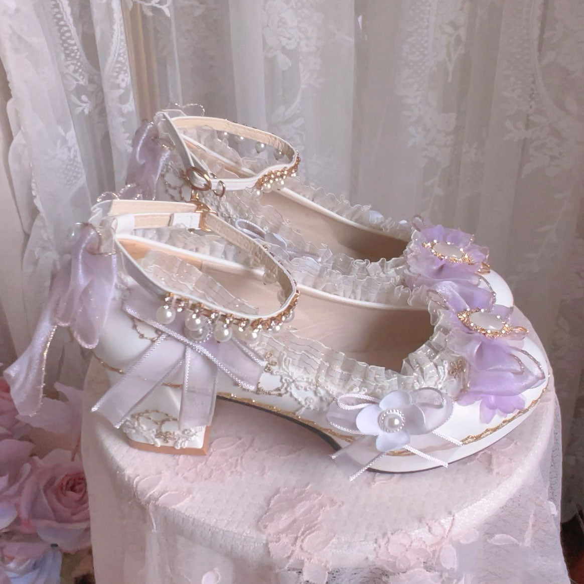 Floral heels with bows SE23361