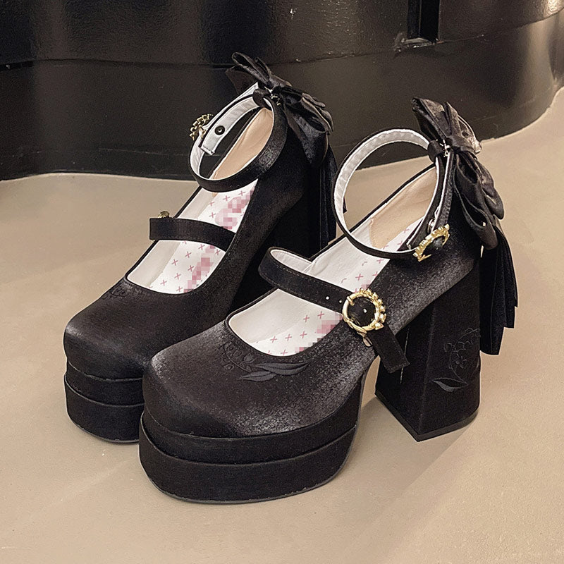 Flower Bow Heels Shoes SE23757