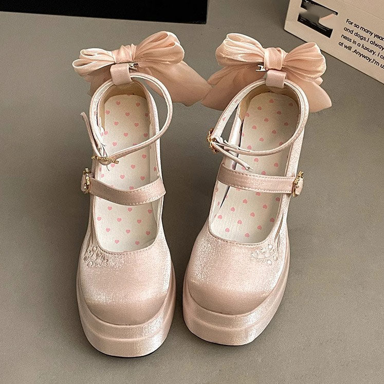 Flower Bow Heels Shoes SE23757