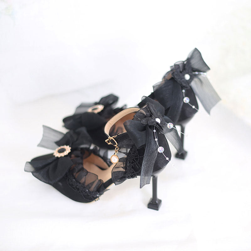 Flower Lace Heel Shoes SE23409