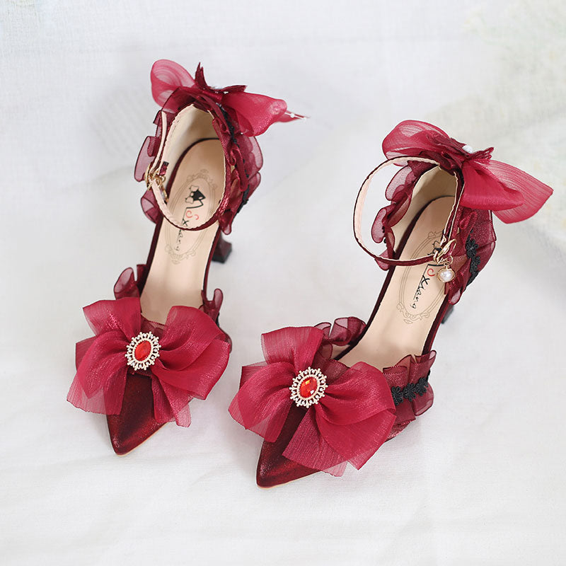 Flower Lace Heel Shoes SE23409