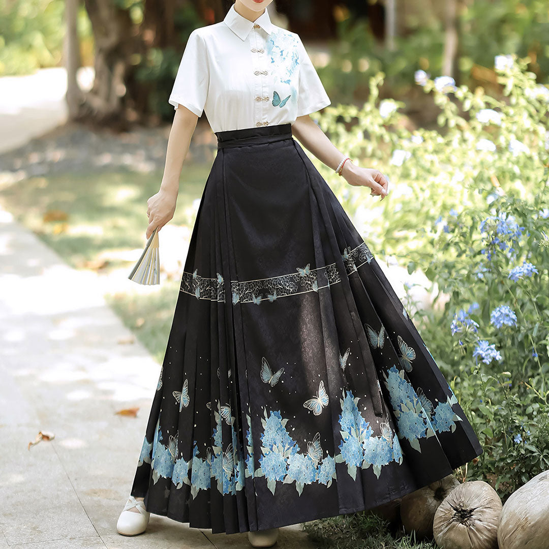 Flower Shirt Butterfly Skirt Set SE23253