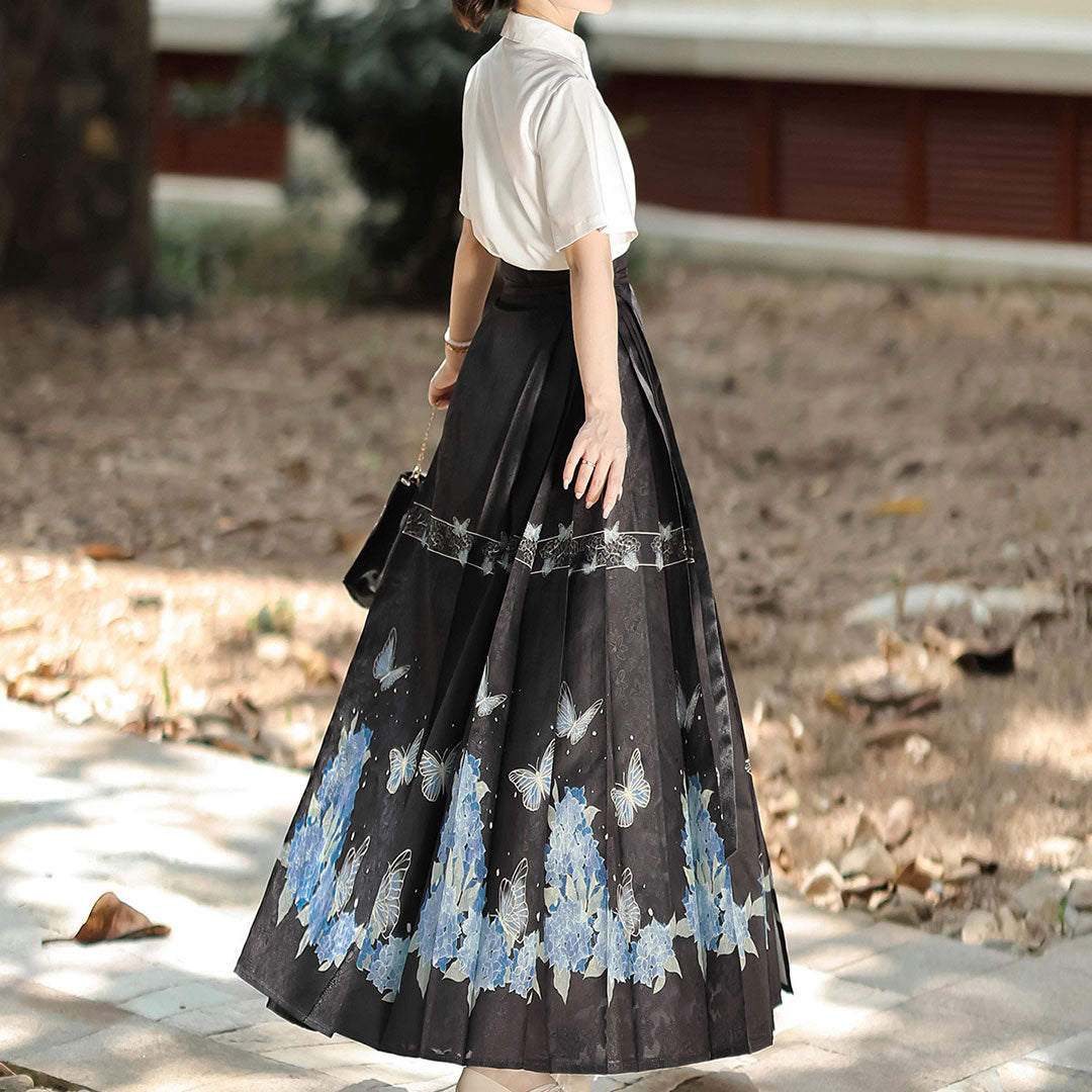 Flower Shirt Butterfly Skirt Set SE23253